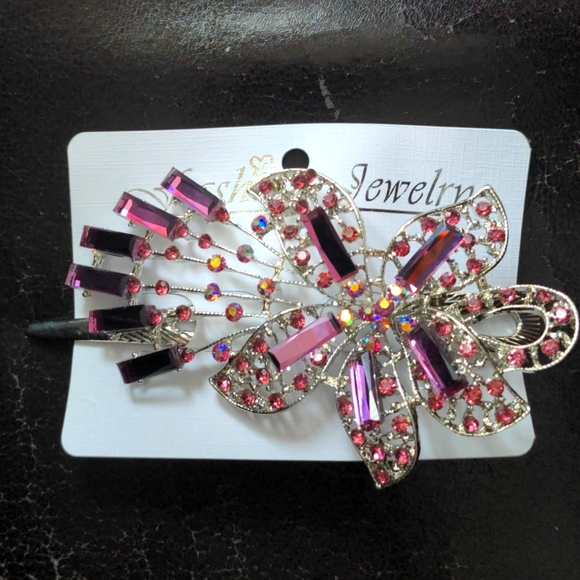 ❤️ Glamorous Purple Bling Large Hair Clip - Picture 1 of 8